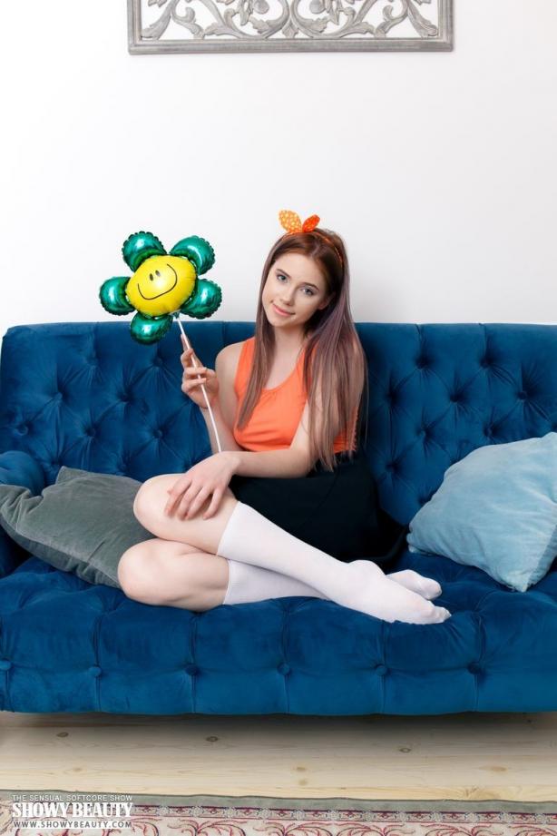 Barely legal teen Margarita exposes her tight ass and slit in white socks (20P)