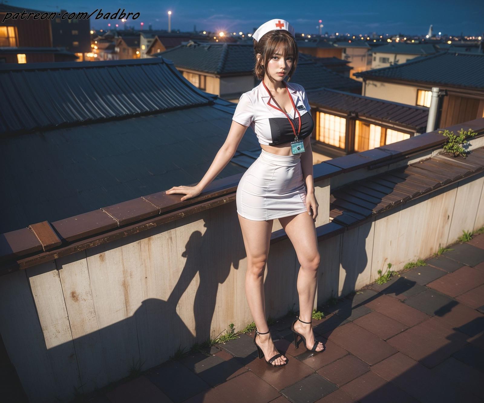 badbro_Nurse Rooftop & exhibitionism
